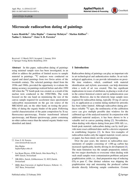 microscale radiocarbon dating of paintings
